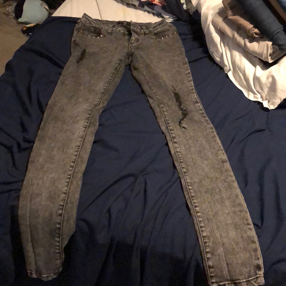 Studded skinny jeans